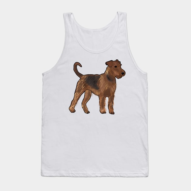 Airedale terrier dog cartoon illustration Tank Top by Miss Cartoon